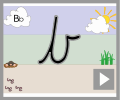 Letter b continuous cursive beginners