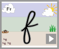 Letter f continuous cursive beginners