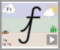 Letter f continuous cursive beginners