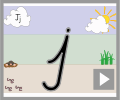 Letter j continuous cursive beginners