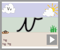 Letter v continuous cursive beginners