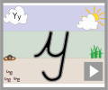 Letter y continuous cursive beginners