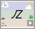Letter z continuous cursive beginners