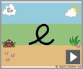 Letter e continuous cursive beginners