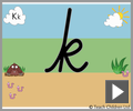 Letter k continuous cursive beginners