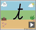 Letter t continuous cursive beginners