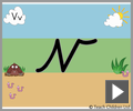 Letter v continuous cursive beginners