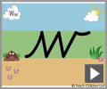 Letter w continuous cursive beginners