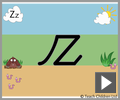 Letter z continuous cursive beginners