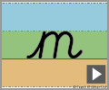 Letter m continuous cursive refiners